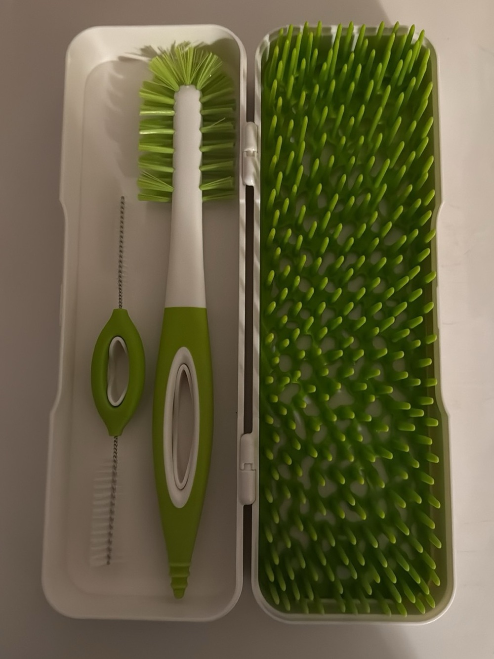 Kids Green Bottle Brush and Drying Rack Set by
